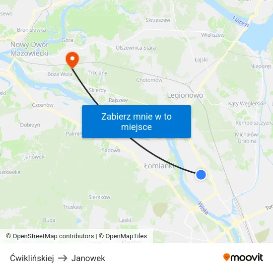Ćwiklińskiej to Janowek map