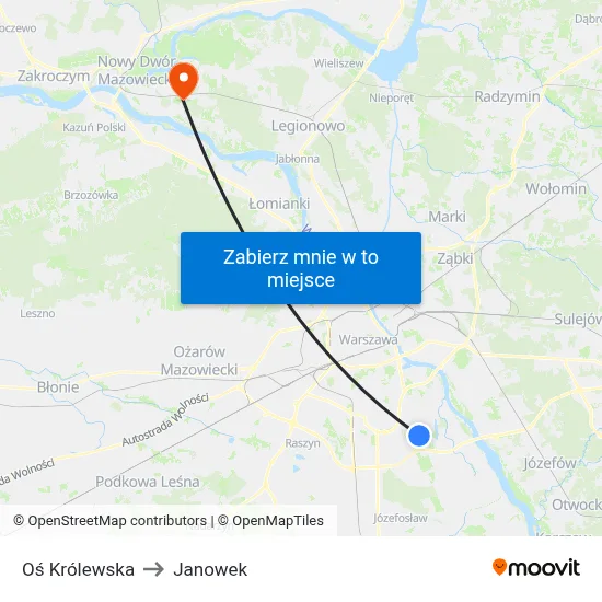 Oś Królewska to Janowek map