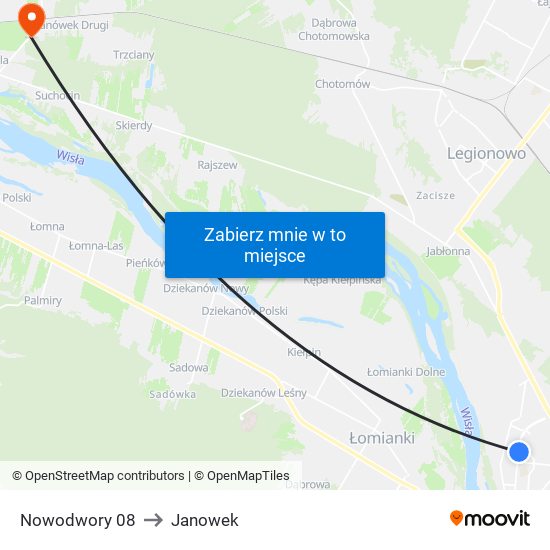 Nowodwory to Janowek map