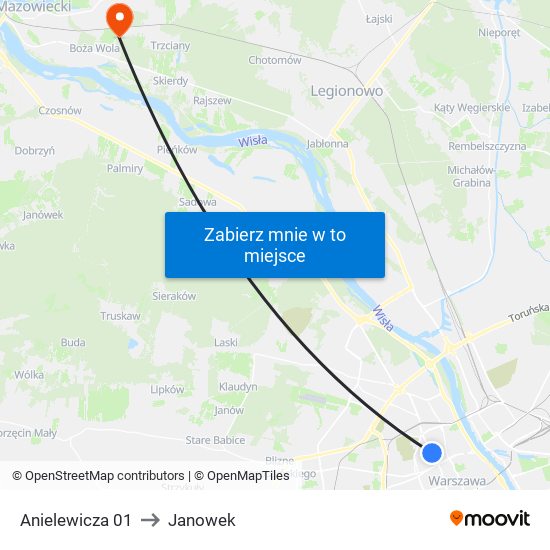 Anielewicza to Janowek map