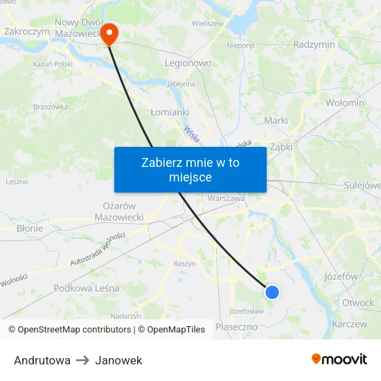 Andrutowa to Janowek map