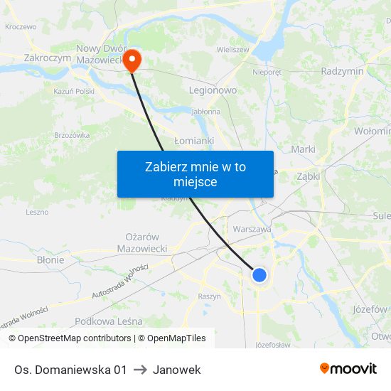 Os. Domaniewska 01 to Janowek map