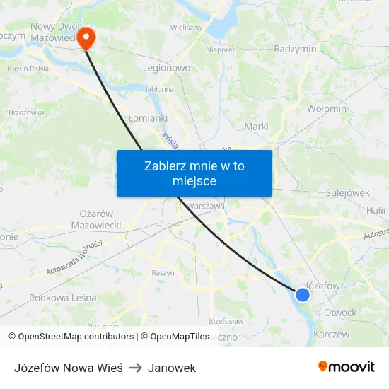 Józefów Nowa Wieś to Janowek map