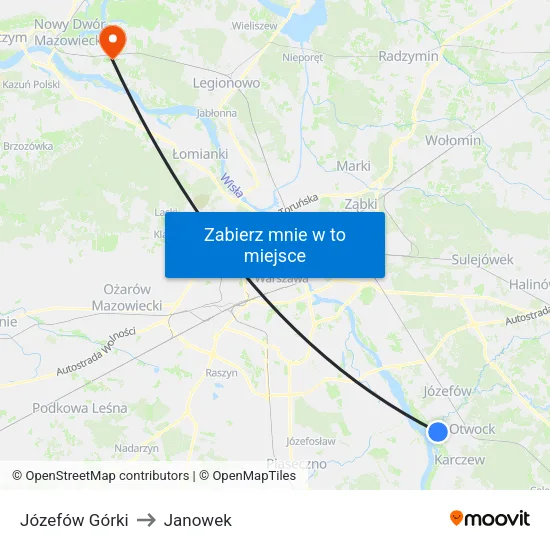 Józefów Górki to Janowek map