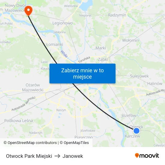 Otwock Park Miejski to Janowek map