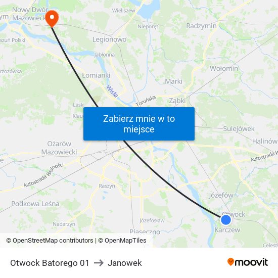 Otwock Batorego 01 to Janowek map