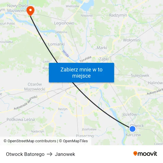 Otwock Batorego to Janowek map