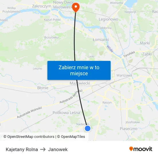 Kajetany Rolna to Janowek map