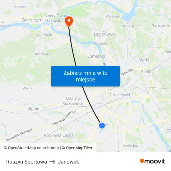 Raszyn Sportowa to Janowek map