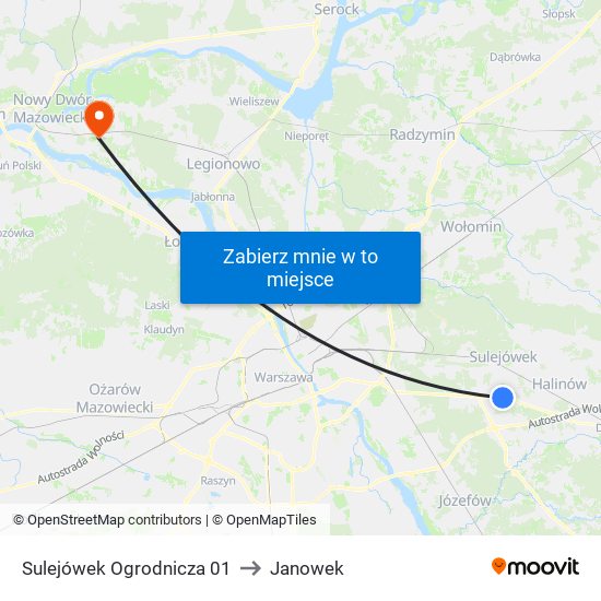 Sulejówek Ogrodnicza 01 to Janowek map