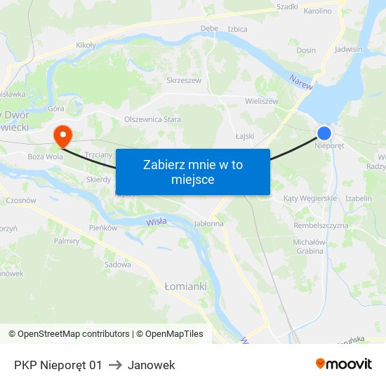 PKP Nieporęt 01 to Janowek map