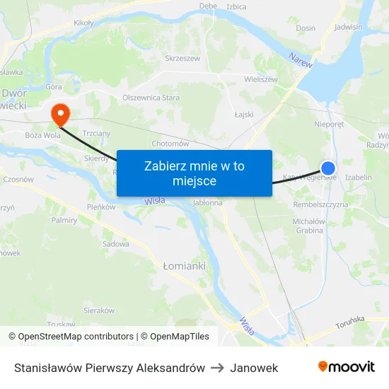 Stanisławów Pierwszy Aleksandrów to Janowek map