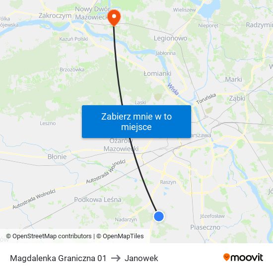 Magdalenka Graniczna to Janowek map