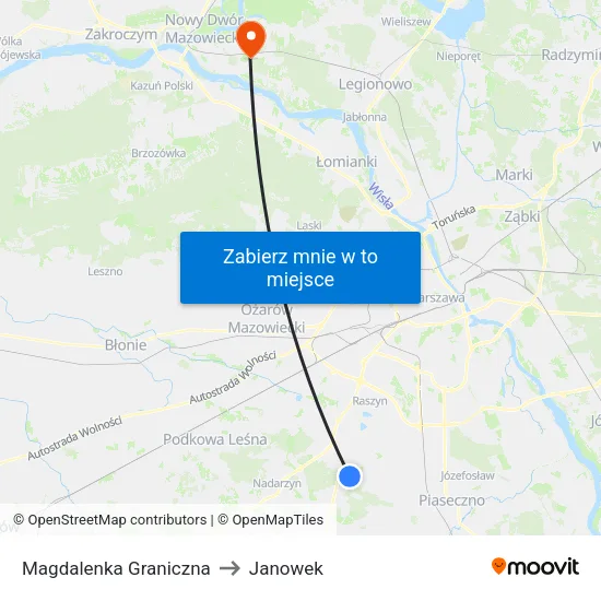 Magdalenka Graniczna to Janowek map