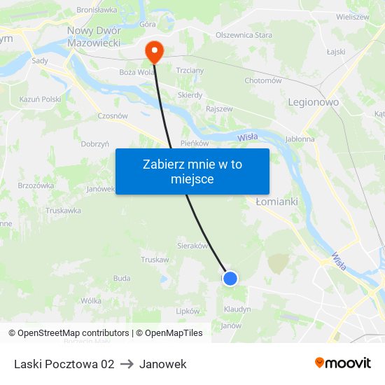 Laski Pocztowa 02 to Janowek map