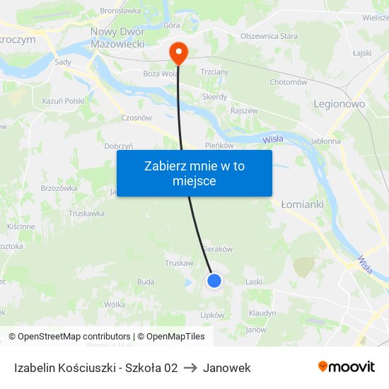 Izabelin Kościuszki - Szkoła 02 to Janowek map