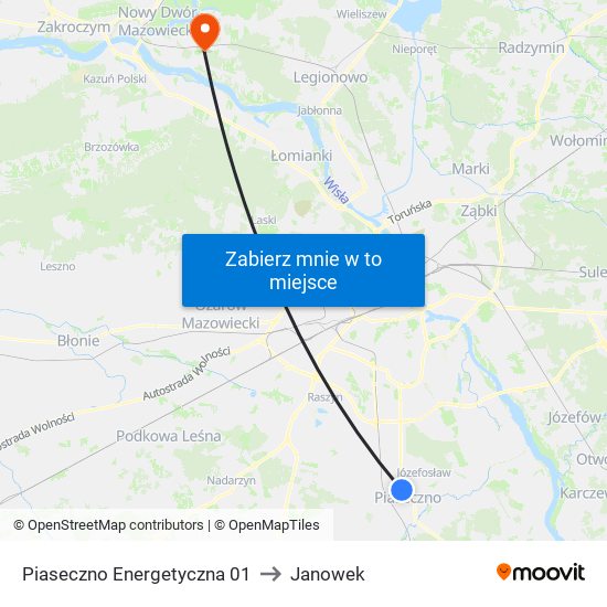 Piaseczno Energetyczna 01 to Janowek map