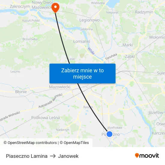 Piaseczno Lamina to Janowek map