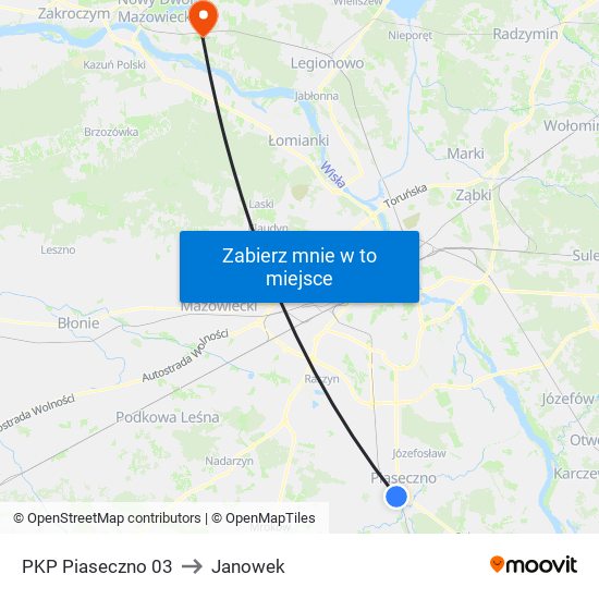 PKP Piaseczno 03 to Janowek map