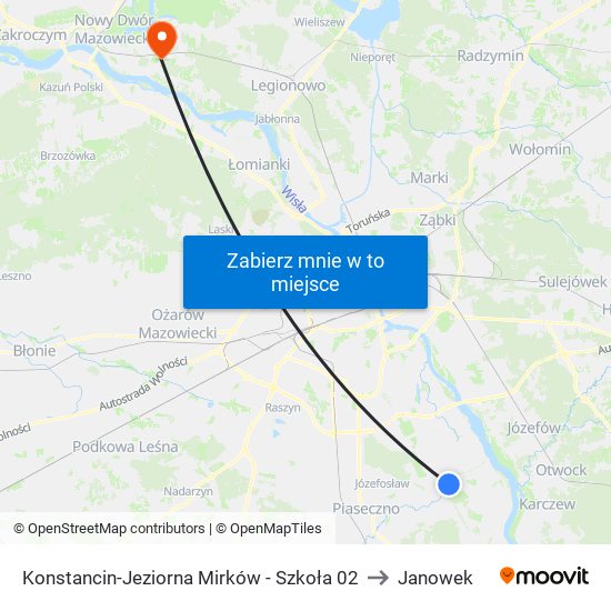 Konstancin-Jeziorna Mirków - Szkoła 02 to Janowek map