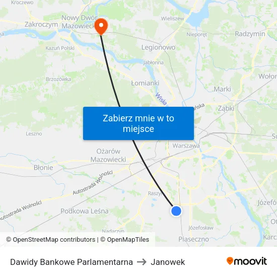 Dawidy Bankowe Parlamentarna to Janowek map