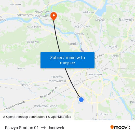 Raszyn Stadion 01 to Janowek map