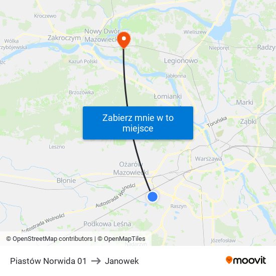 Piastów Norwida 01 to Janowek map