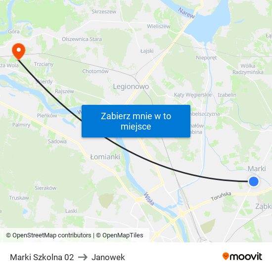 Marki Szkolna to Janowek map