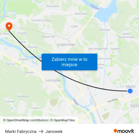 Marki Fabryczna to Janowek map