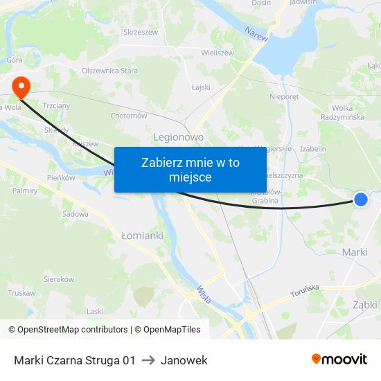 Marki Czarna Struga 01 to Janowek map