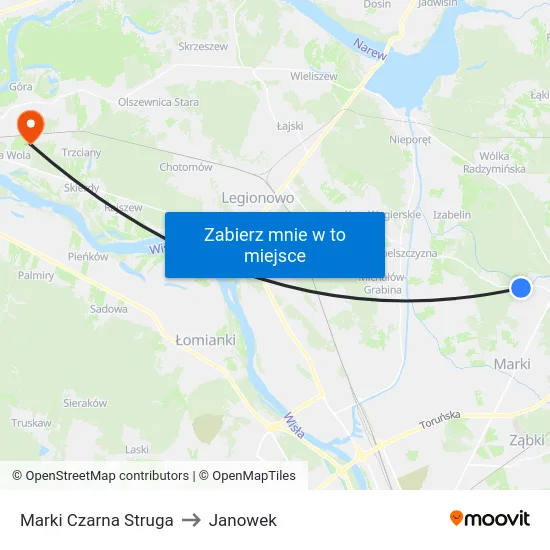 Marki Czarna Struga to Janowek map