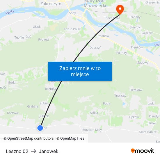 Leszno 02 to Janowek map