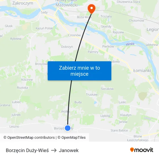 Borzęcin Duży - Wieś to Janowek map