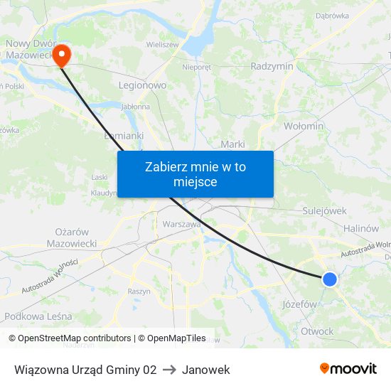 Wiązowna Urząd Gminy 02 to Janowek map