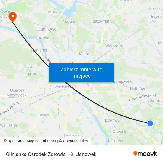 Glinianka Ośrodek Zdrowia to Janowek map
