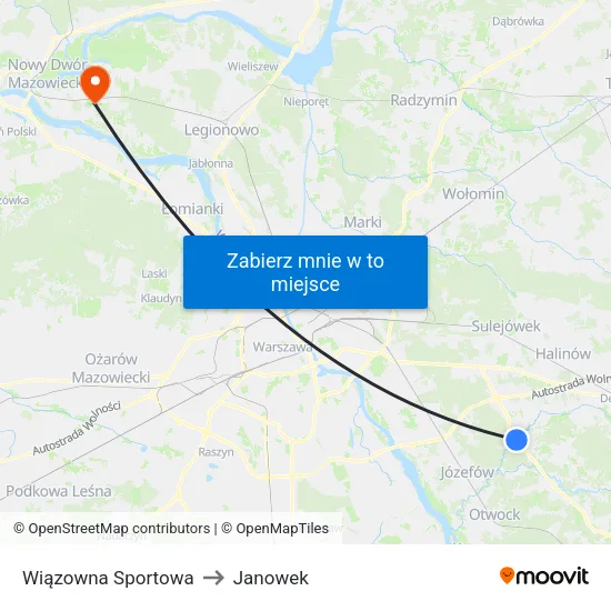 Wiązowna Sportowa to Janowek map