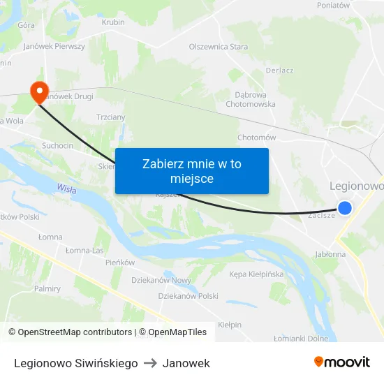 Legionowo Siwińskiego to Janowek map