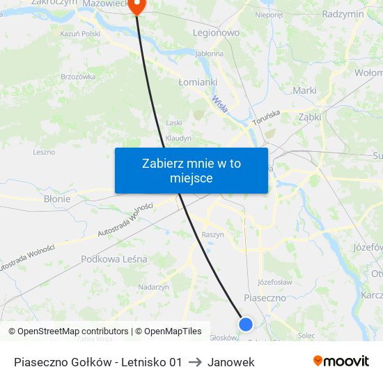 Piaseczno Gołków - Letnisko 01 to Janowek map