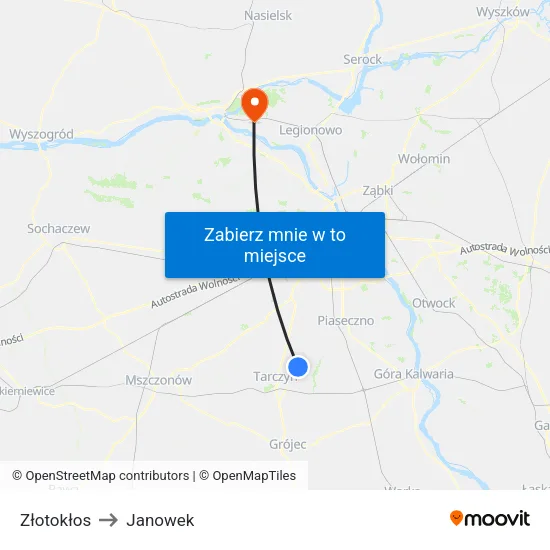 Złotokłos to Janowek map