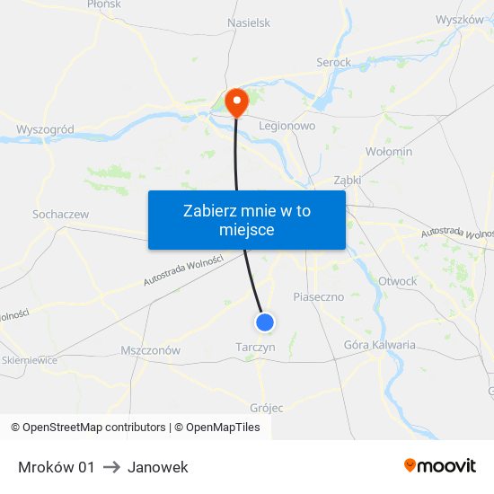 Mroków 01 to Janowek map