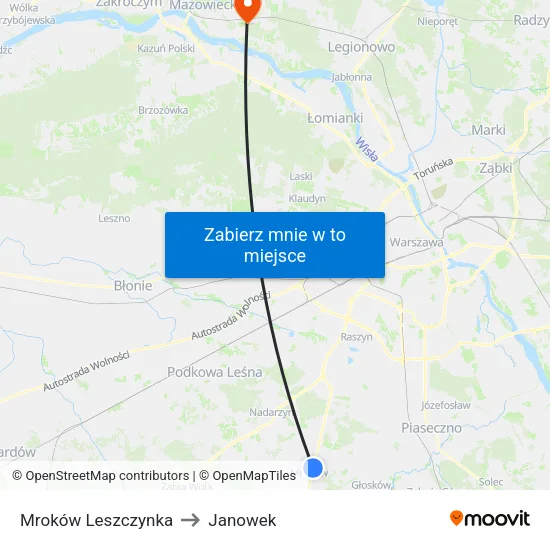 Mroków Leszczynka to Janowek map