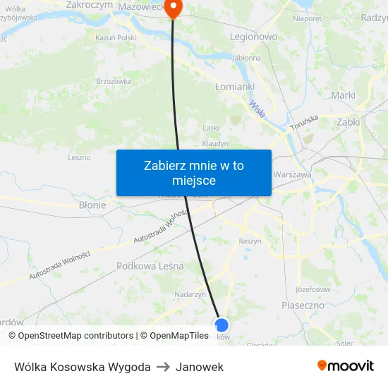 Wólka Kosowska Wygoda to Janowek map