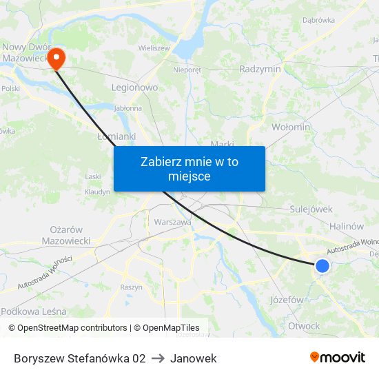 Stefanówka to Janowek map