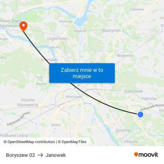 Boryszew 02 to Janowek map