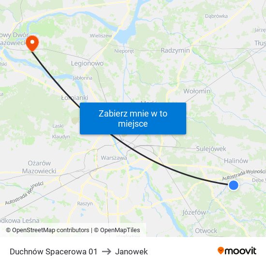 Duchnów Spacerowa to Janowek map