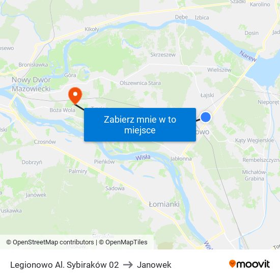 Legionowo Al. Sybiraków 02 to Janowek map