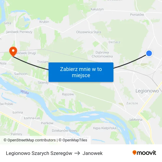Legionowo Szarych Szeregów to Janowek map