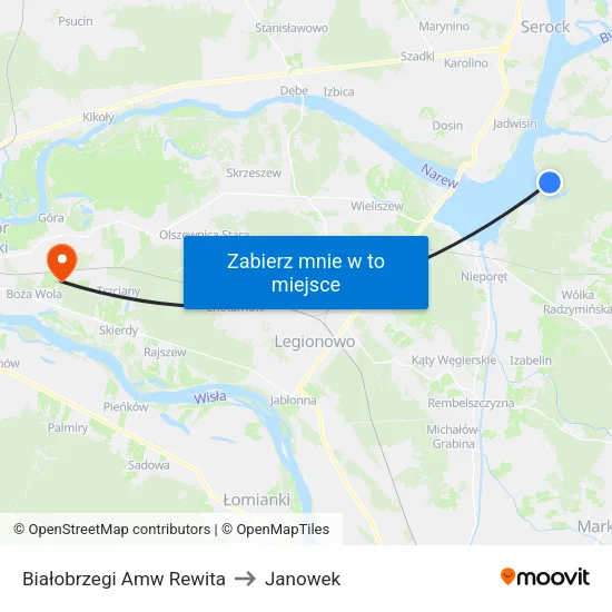 Białobrzegi Amw Rewita to Janowek map