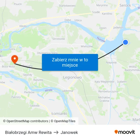 Białobrzegi Amw Rewita to Janowek map