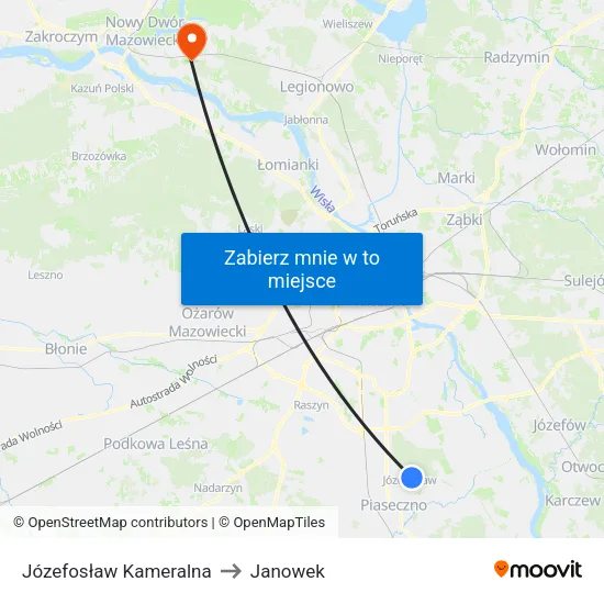 Józefosław Kameralna to Janowek map